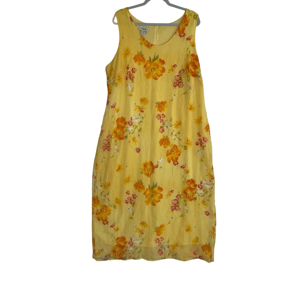 A Wild Thyme Yellow Floral Dress Sleeveless Casual Summer Women's 20W